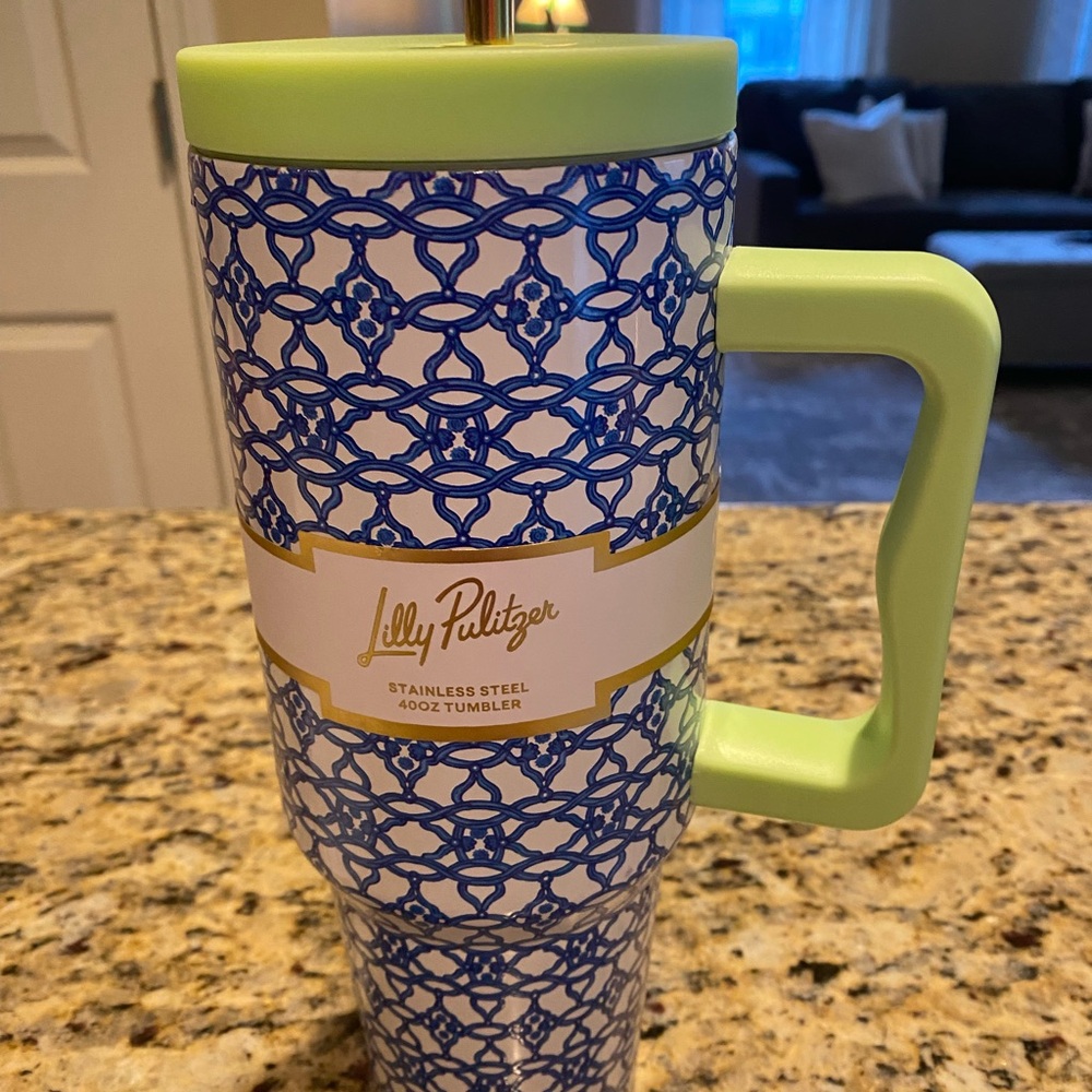 Lilly Pulitzer Blue and Green Geometric Mug